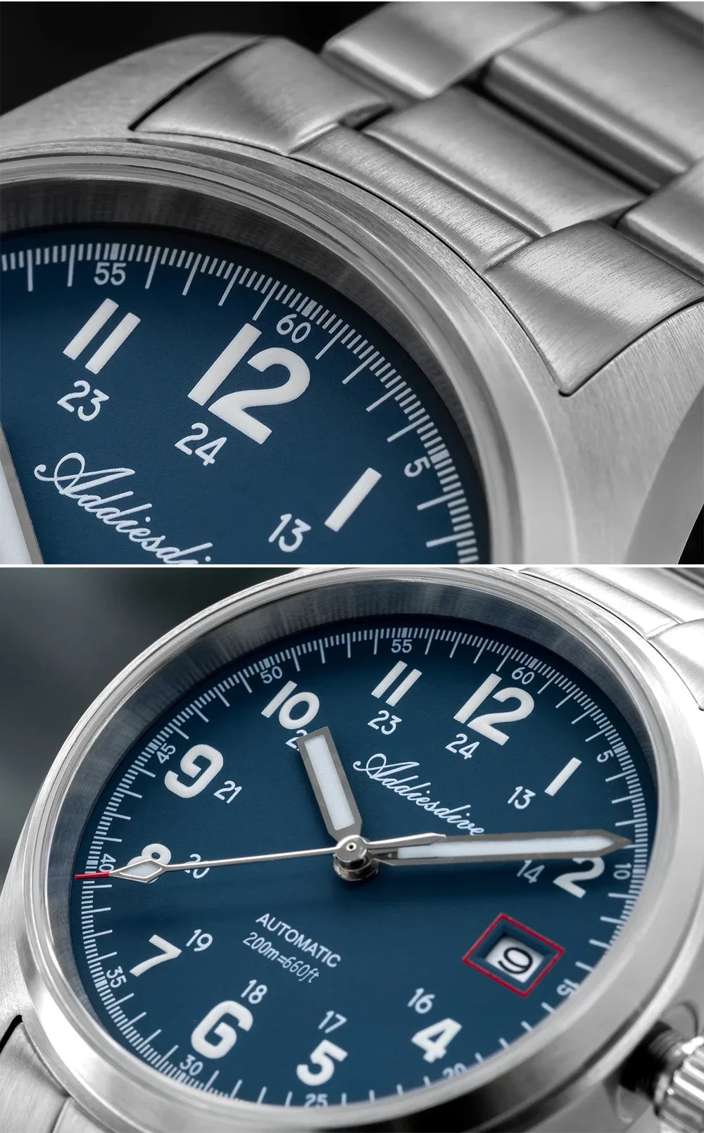 ADDIESDIVE Mechanical Watches New AD2070  Leather Strap BGW9 Super Luminous Sapphire 39mm Watches 20Bar Waterproof Reloj Hombre