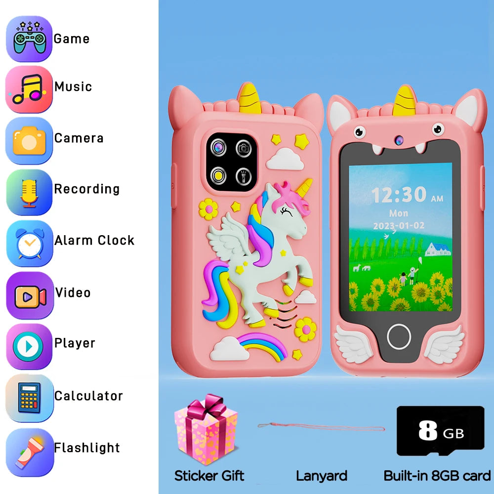 Kids Smart Phone 8GB 2.8'' Stories Music Camera Video Habit Tracking Baby Mobile Mini Toy Phone Educational Learning Tools Gifts