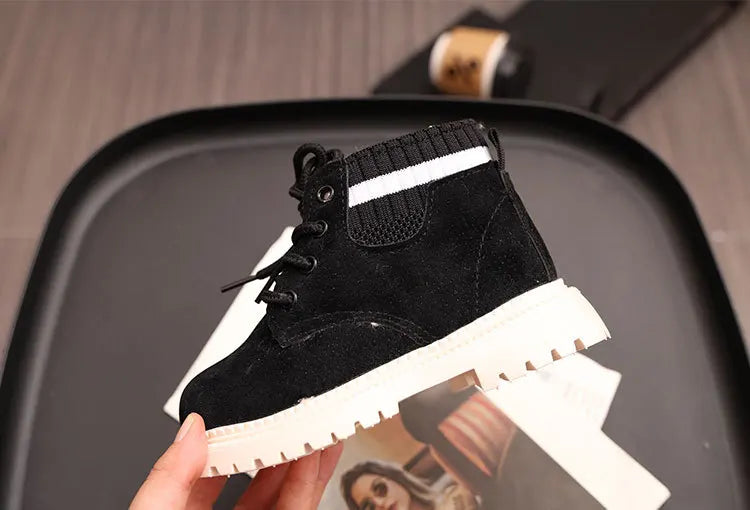 Children's Winter Fashion Cotton Shoes Boys' Warm Cotton Lined Ankle Boots for Boys Girls Side Zipper Retro Snow Thermal Boots