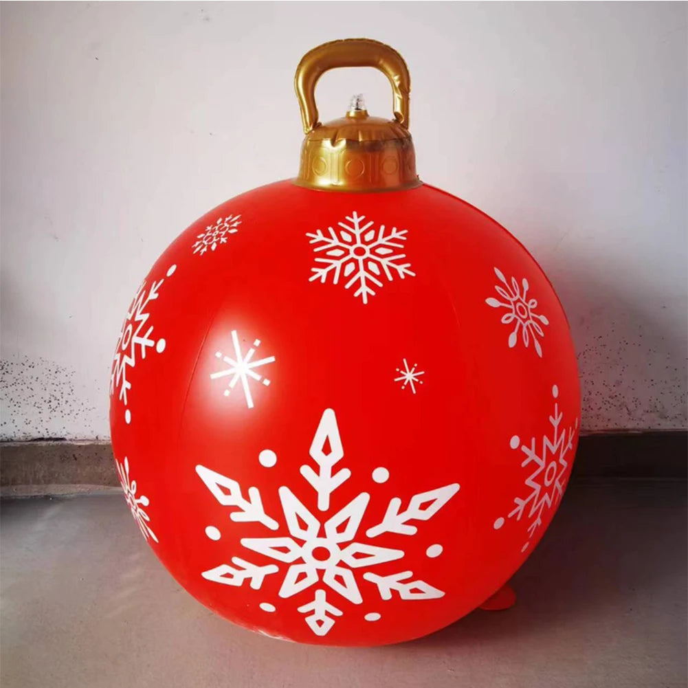 24 Inch Inflatable Outdoor Christmas Ball PVC Giant Inflatable Christmas Balls with Light/Remote Christmas Decorations Ball