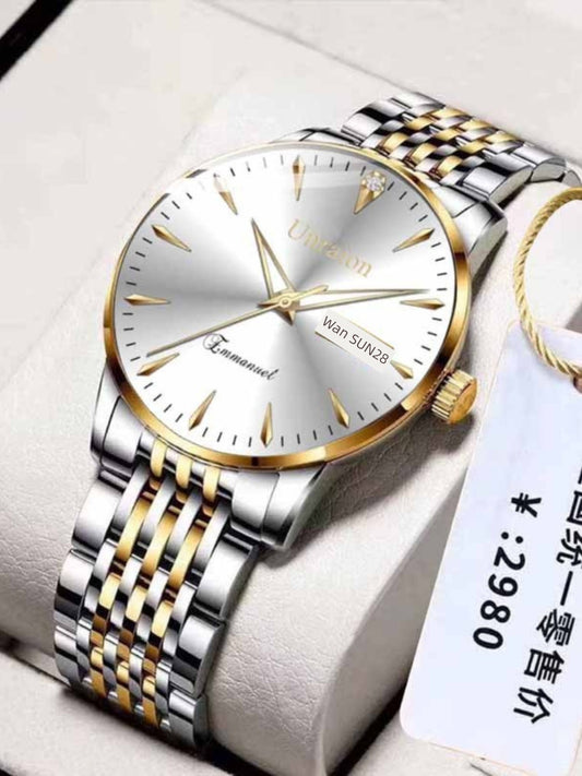 Swiss Automatic Movement Business Watch Waterproof Luminous Double Calendar Men Watch Male Middle School Student K-style Minimalist