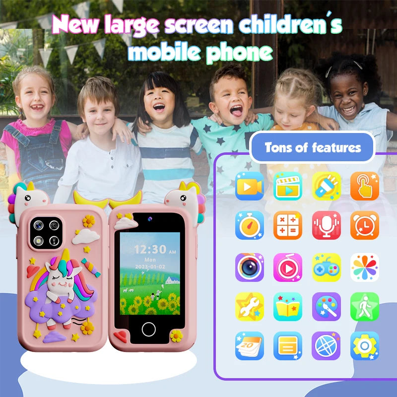 Kids Smart Phone 8GB 2.8'' Stories Music Camera Video Habit Tracking Baby Mobile Mini Toy Phone Educational Learning Tools Gifts