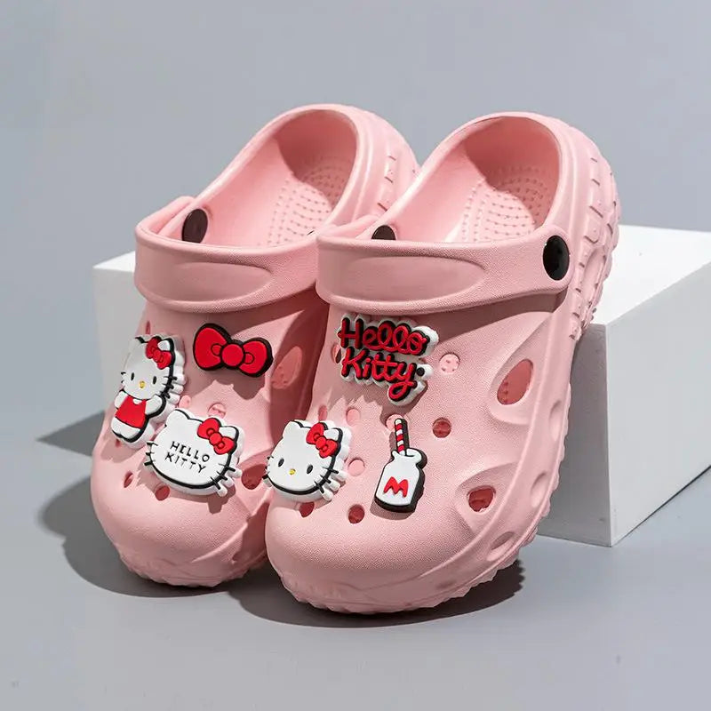 Sanrio Hello Kitty Girl Garden Shoes Sandal Beach Shoes Cartoon Anime Summer Slippers Fashion Nonslip Parentchild Soft Sole Shoe