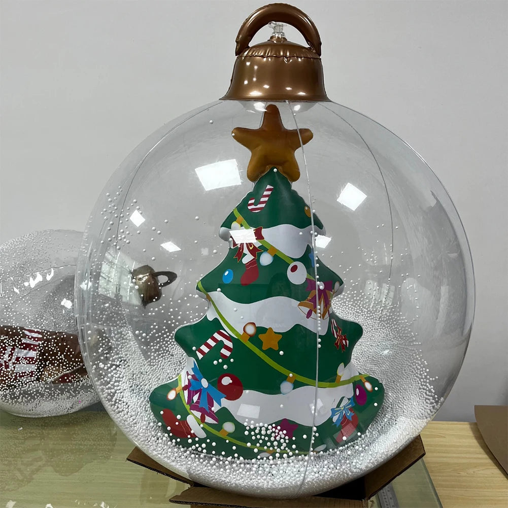 24 Inch Inflatable Outdoor Christmas Ball PVC Giant Inflatable Christmas Balls with Light/Remote Christmas Decorations Ball