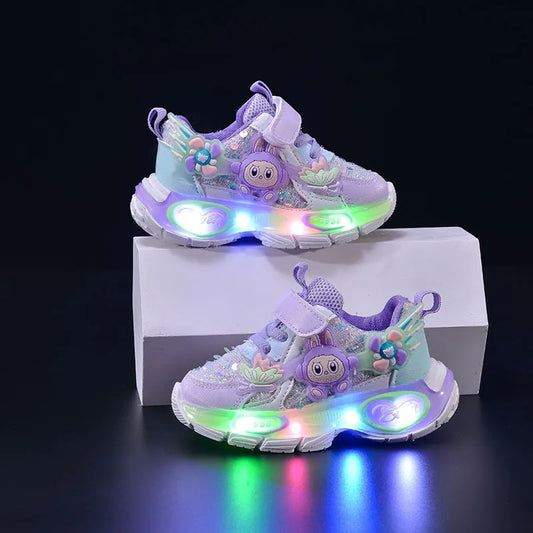 Led Light Shoes for Kids Fashion Cartoon Boys Sneakers Girls Casual Shoes Breathable Kids Sport Shoes Size 21-30