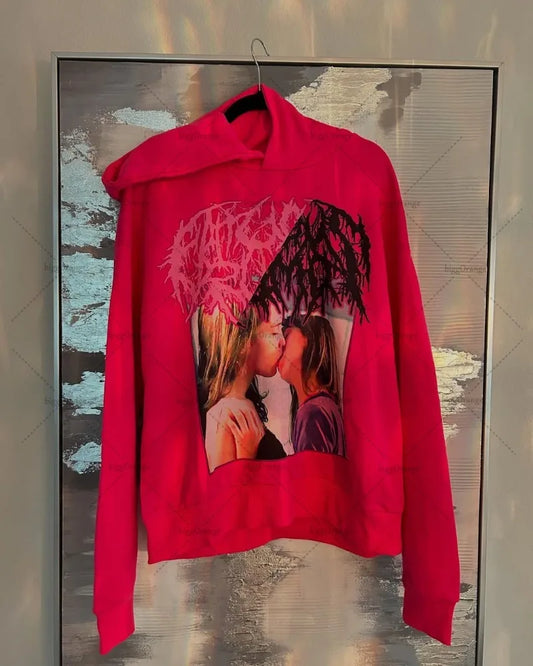 Street Trendy Brand Punk Harajuku Y2K Casual Loose Hoodie Women American Retro Fashion Letters Oversized Couple Sweatshirt