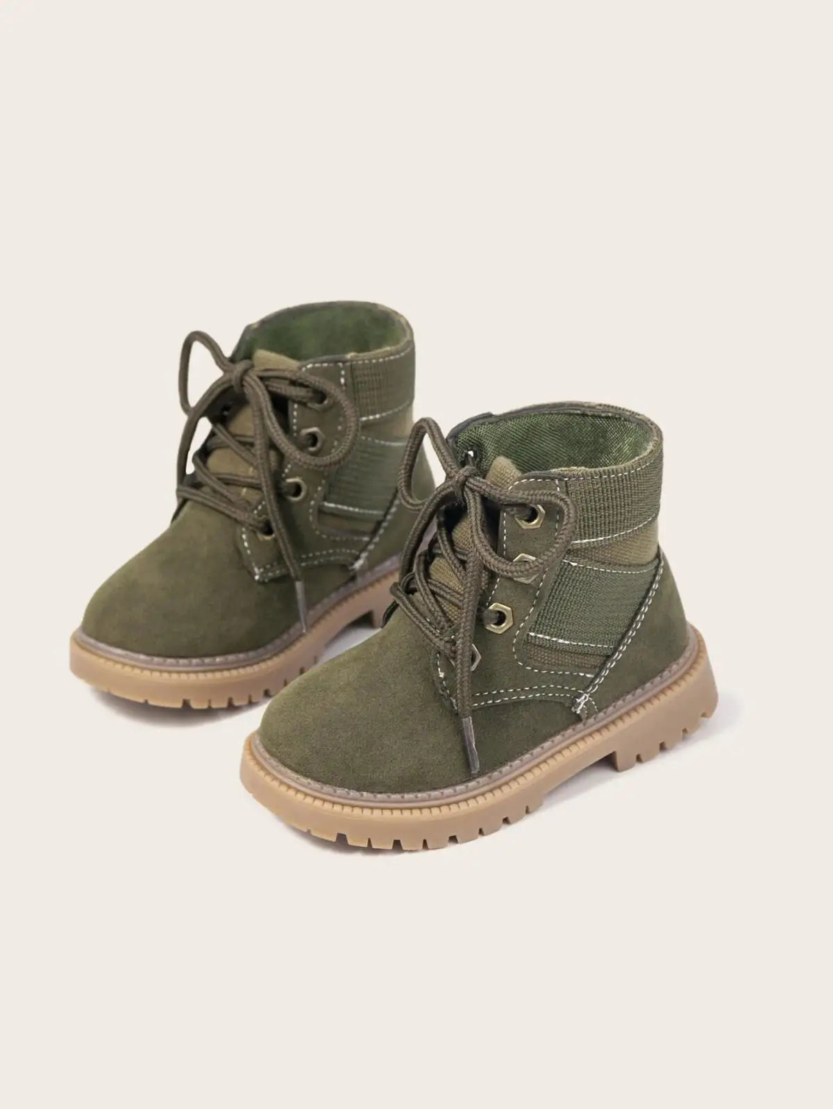 Four Seasons Children's Casual Booties Kids Fashion Design High-top Solid Color Lace-up Martin Boots Rubber Soft Anti-slip Sole