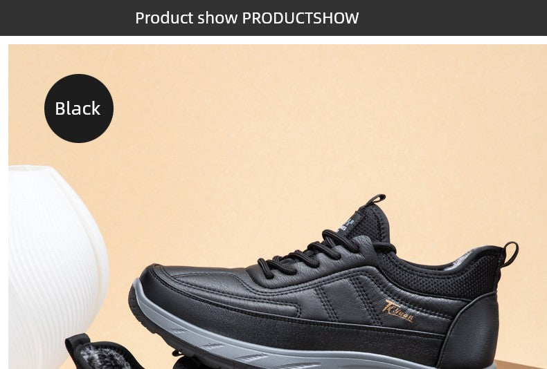 Traditional Beijing Cotton Shoes Men's Winter Fleece-lined Thickened Elderly Non Slip One Pedal Heattech Middle-Aged and Elderly Men Dad Shoes