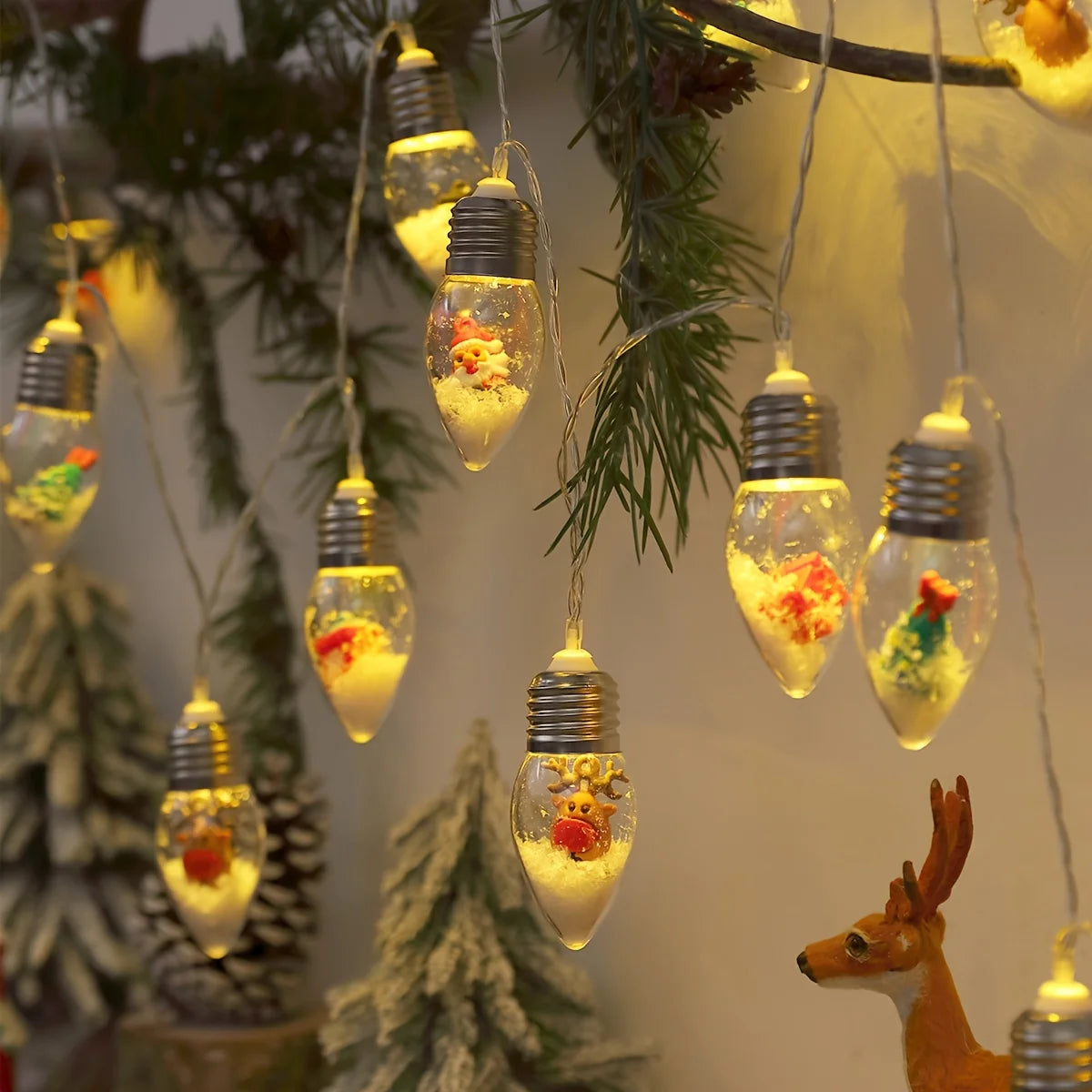 1pc Festive LED Snowball String Lights, 2m 10 LED, Ideal for Christmas & New Year Decorations, Christmas Decorations