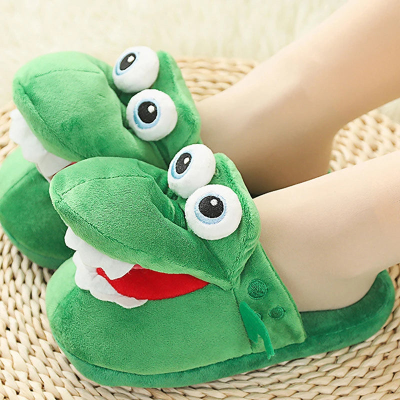 Cartoon Crocodile Cotton Slippers Moving Funny Walking with Open Mouth and Dancing Warm Comfortable Christmas Gift Kids Girl Boy