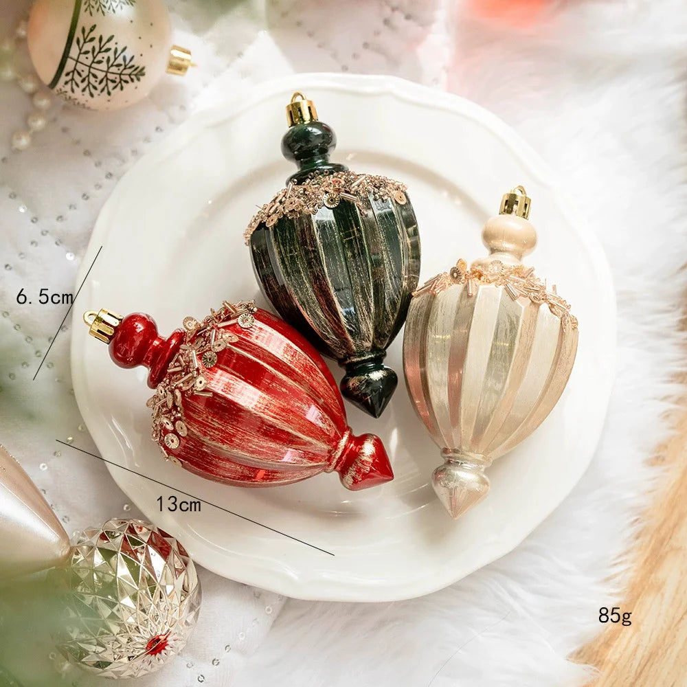 6/16/20pcs Romantic Christmas Painted Ball Set Reusable Elegant Heart Shaped Hanging Balls Shatterproof Christmas Tree Ornaments