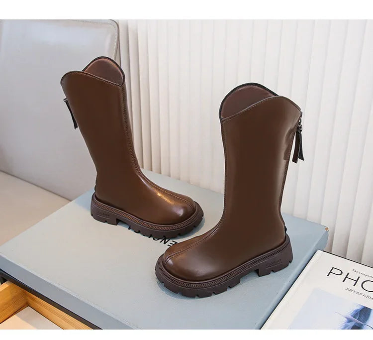 Girls' long tube boots 2025 Autumn/Winter New Korean Fashion Knight Boots Plush Princess Boots Warm Two Cotton High tube Boots