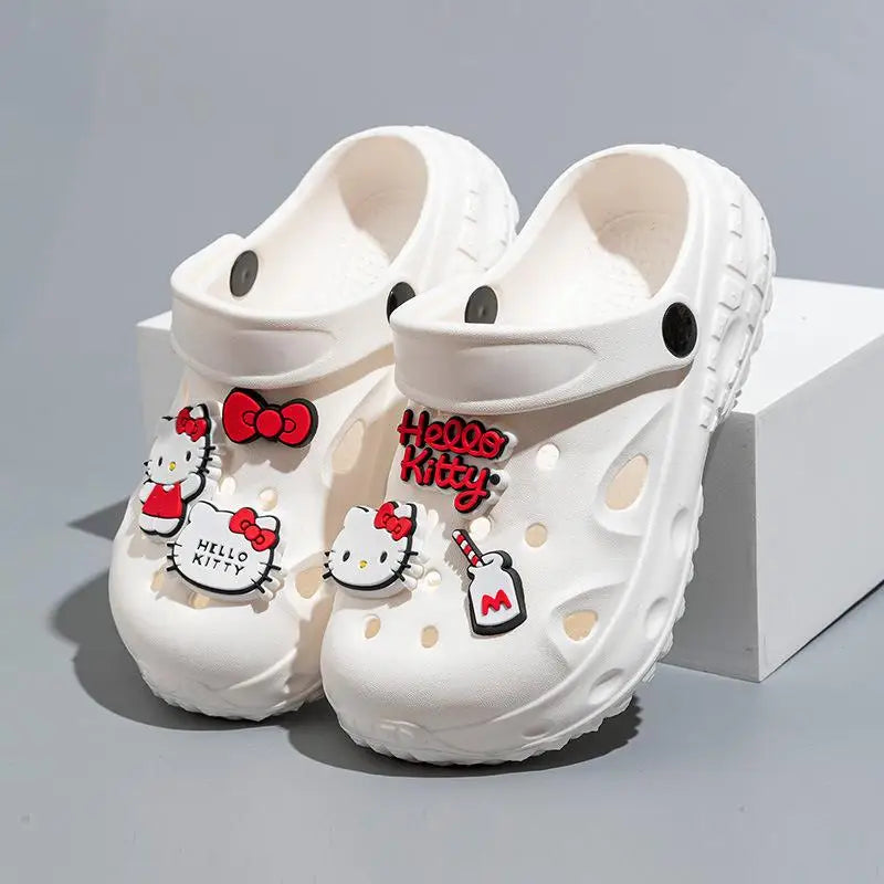 Sanrio Hello Kitty Girl Garden Shoes Sandal Beach Shoes Cartoon Anime Summer Slippers Fashion Nonslip Parentchild Soft Sole Shoe