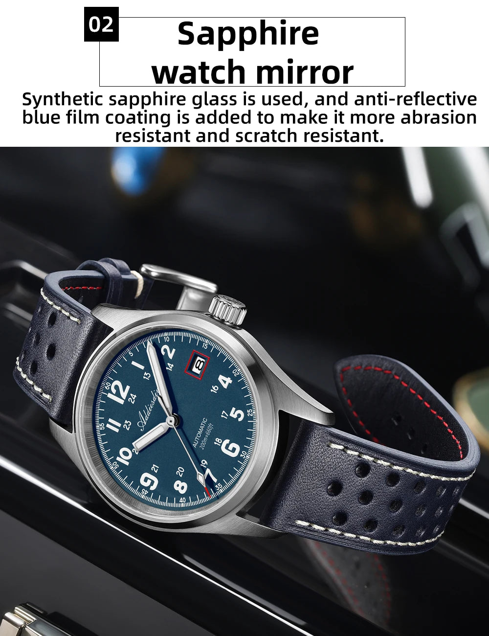 ADDIESDIVE Mechanical Watches New AD2070  Leather Strap BGW9 Super Luminous Sapphire 39mm Watches 20Bar Waterproof Reloj Hombre