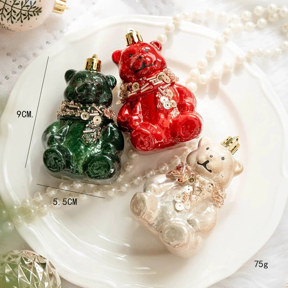6/16/20pcs Romantic Christmas Painted Ball Set Reusable Elegant Heart Shaped Hanging Balls Shatterproof Christmas Tree Ornaments