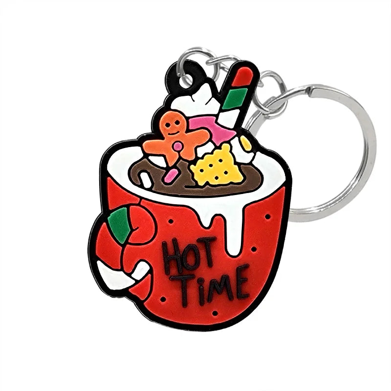 1-100PCS Christmas Style Keychain Santa Claus Key Holder Festive Women Men Keyring Christmas Family Gift Car Key Accessories