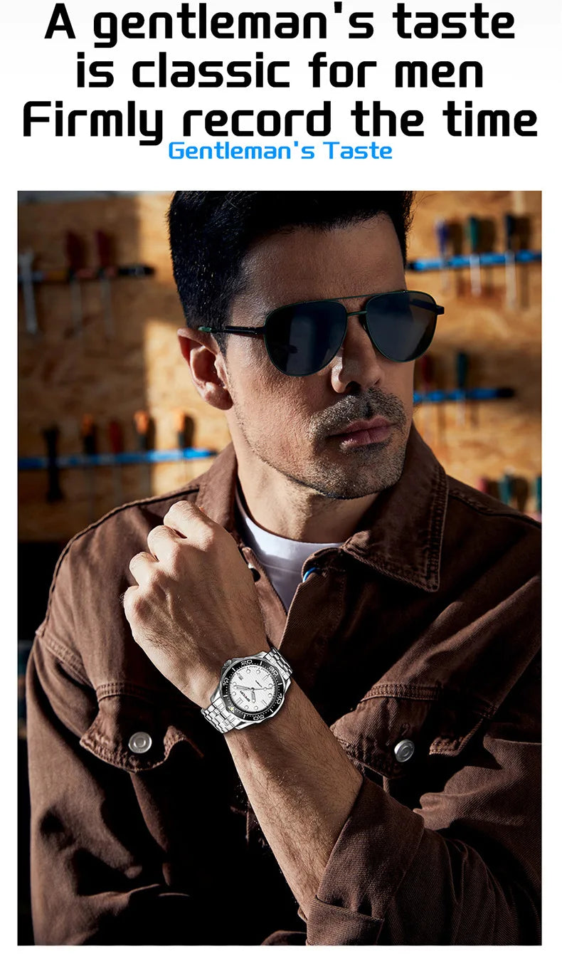 SANDA 2025 New Advanced Mechanical Watch Men's Waterproof Calendar Night Light Rotating Timing Circle Business Sports Watch