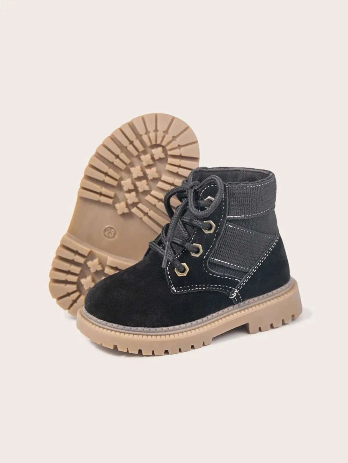 Four Seasons Children's Casual Booties Kids Fashion Design High-top Solid Color Lace-up Martin Boots Rubber Soft Anti-slip Sole