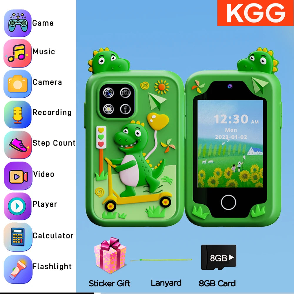 Kids Smart Phone 8GB 2.8'' Stories Music Camera Video Habit Tracking Baby Mobile Mini Toy Phone Educational Learning Tools Gifts