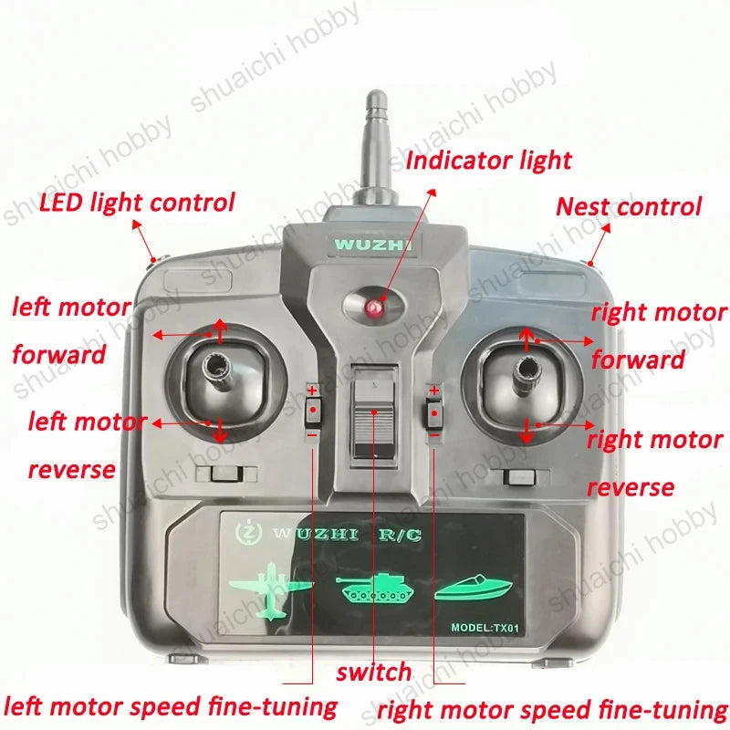 1Set 5A High-Power Remote Controller Transmitter & Receiver Kit 500 Meters Control Distance for RC Bait Boat/Tank Modified Parts