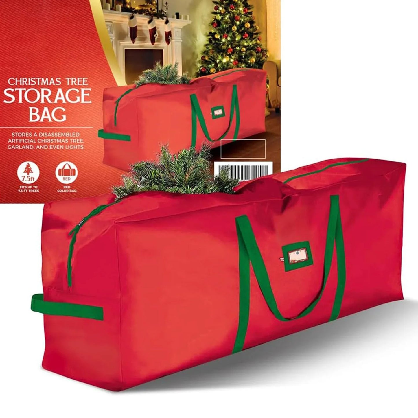 Large Christmas Tree Bag Storage Tub High xmas Tree Decoration Wreath Storage Box Handles Waterproof And Durable Home Organizer