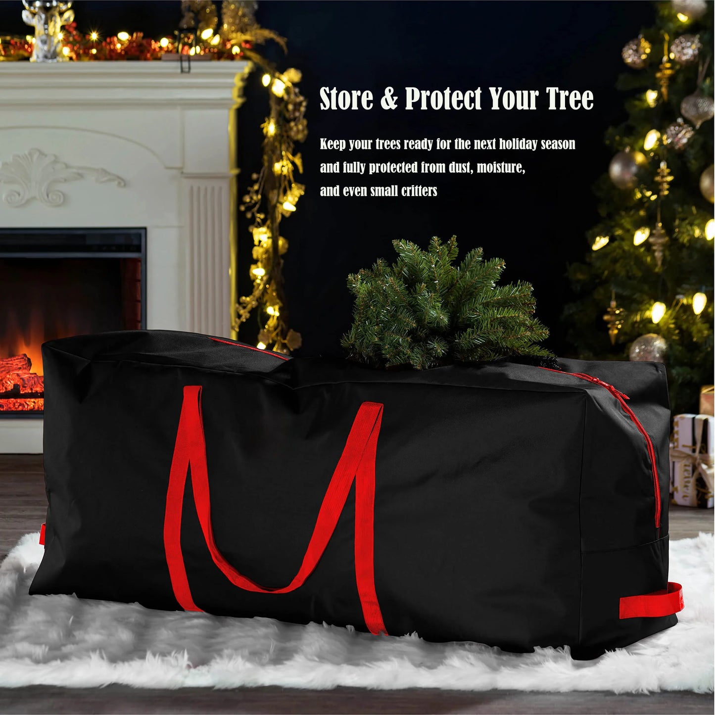 Foldable Christmas Tree Bag, 210D Oxford Cloth Xmas Bag , Ideas Christmas Tree Storage Solution for Tree & Wreath & Decoration