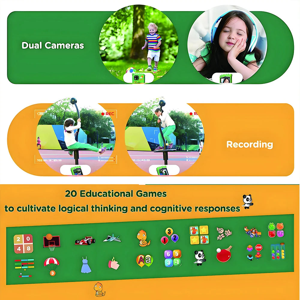 Kids Smart Phone 8GB 2.8'' Stories Music Camera Video Habit Tracking Baby Mobile Mini Toy Phone Educational Learning Tools Gifts