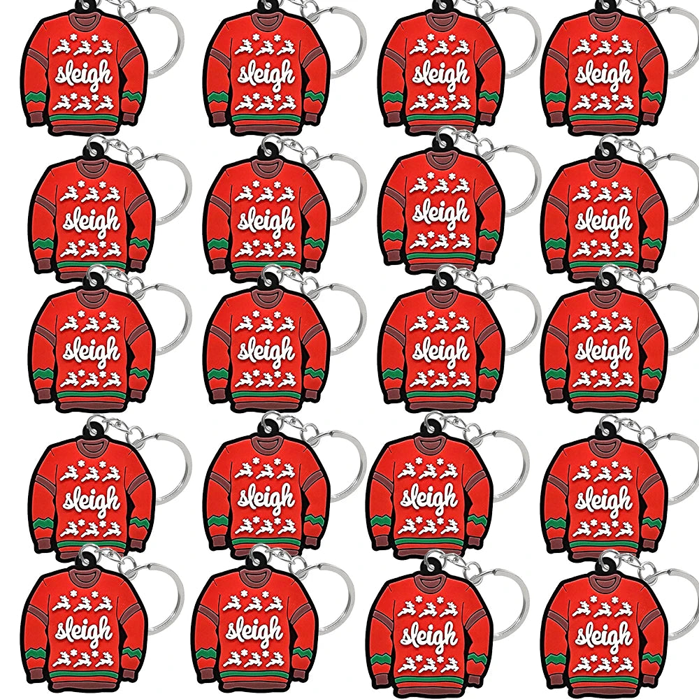 1-100PCS Christmas Style Keychain Santa Claus Key Holder Festive Women Men Keyring Christmas Family Gift Car Key Accessories