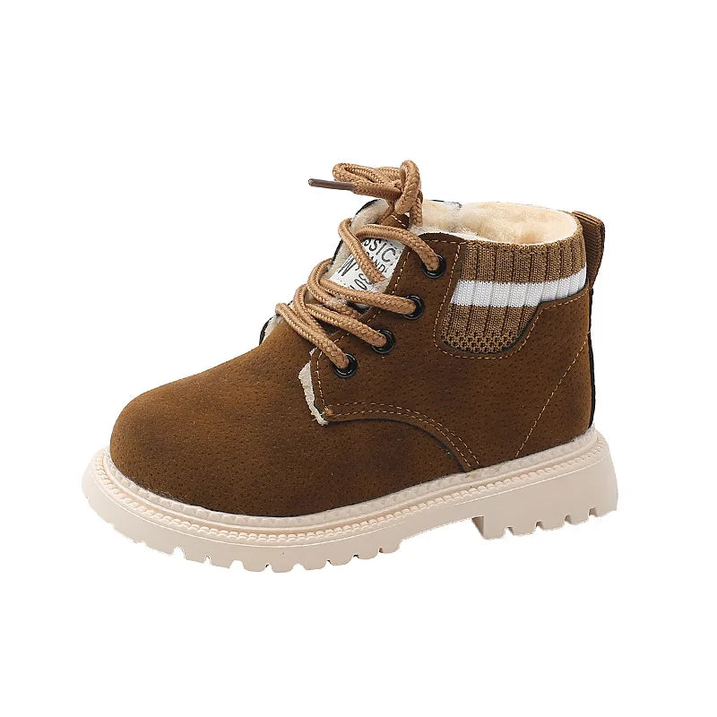 Children's Winter Fashion Cotton Shoes Boys' Warm Cotton Lined Ankle Boots for Boys Girls Side Zipper Retro Snow Thermal Boots