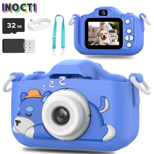 INOCTI Kids Camera Dual Cameras Toddler Camera Children Photography HD Video Camera Toys For Christmas Birthday Gifts