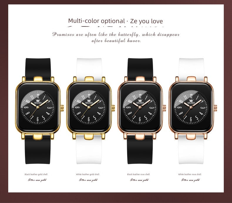 Switzerland 2025 New Arrival Digital Watch Women's Waterproof Luminous Genuine Goods Brand Name Niche Style Light Luxury Temperament Small Square Watch