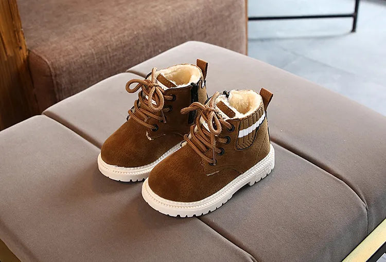 Children's Ankle Boots for Little Kids Toddlers Snow Boots Vintage Warm Cotton Short Boots Boys Girls Fashion Winter Boots Zip