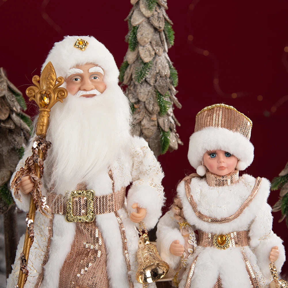 New Year Christmas Santa Claus Doll Figurine For Home Decor Accessories Navidad Tree Ornaments 40/30cm Big Standing Figure 2024