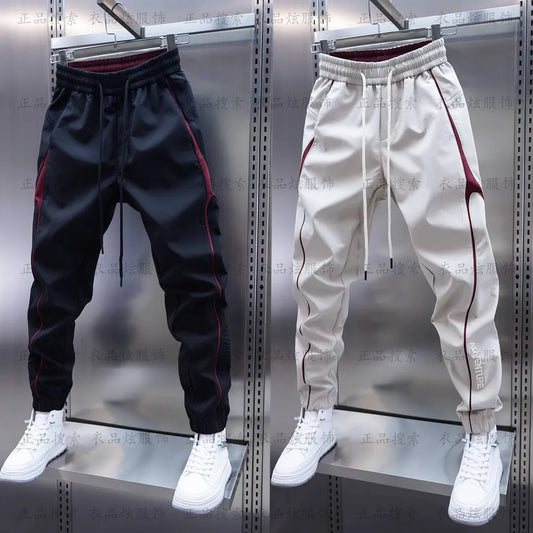 Men's Trendy Vintage Contrast Color Streetwear Sports Joggers Harem Pants Y2K Casual Pockets Loose Sweatpants Pantalones Hombre