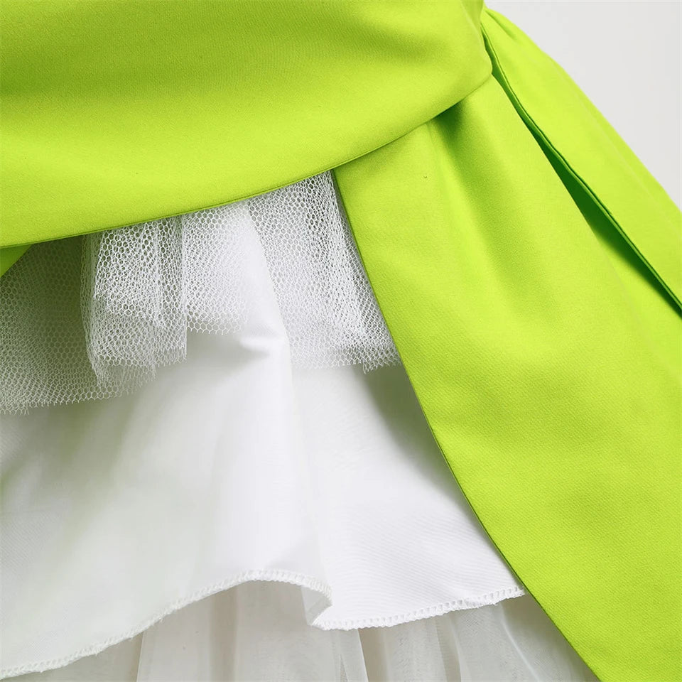 Summer Fancy Girl Green Elf Tinker Bell Backless Dress Christmas Halloween Kids Cosplay Birthday Party Fairy Princess Costumes