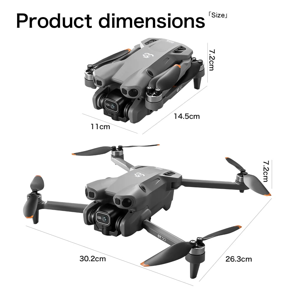 GT50 Aerial Photography Drone with Obstacle Avoidance, HD Brushless Quadcopter with Large Screen Remote Control Toy Aircraft