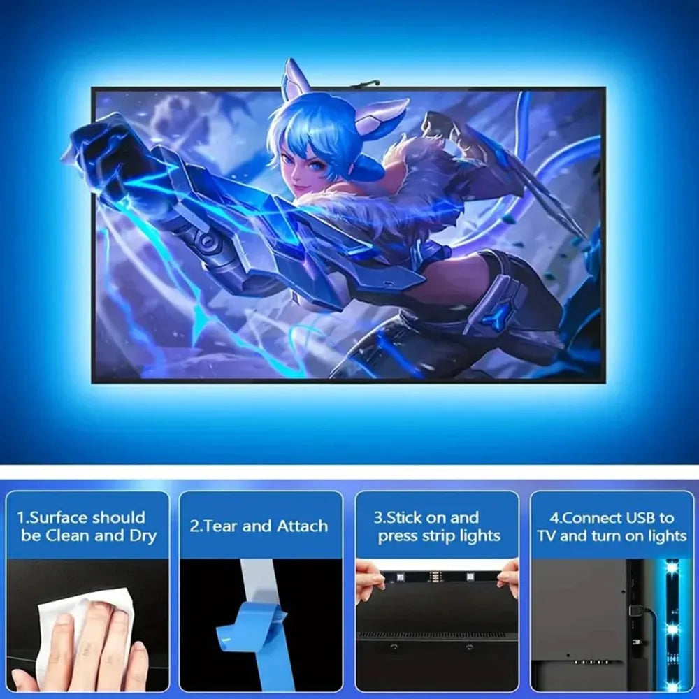 Tv Led Backlight Usb 5V Rgbic Led Strip Light With Camera for 50-75 inch Tv Sync Ambient Backlight Room Decor Christmas Gifts