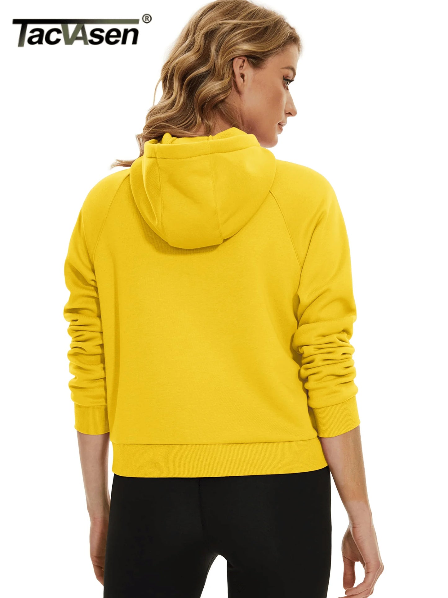 TACVASEN Winter Half Zip Hooded Cotton Pullover Womens Fleece Lined Warm Sweatshirt Thermal Lightweight Outdoor Casual Crop Tops