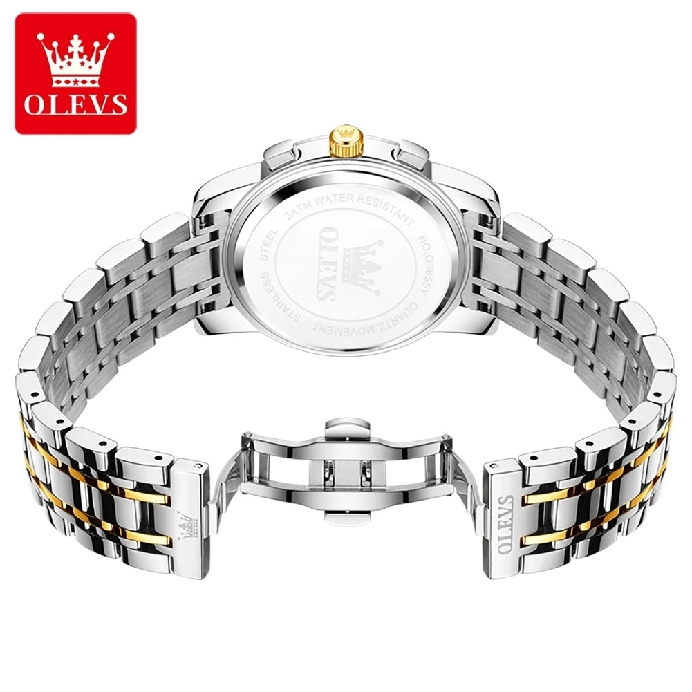 OLEVS 3655 Original New Quartz Watch for Men Chronograph Waterproof Business Man Watch Wristwatch Stainless Steel Luxury Watch