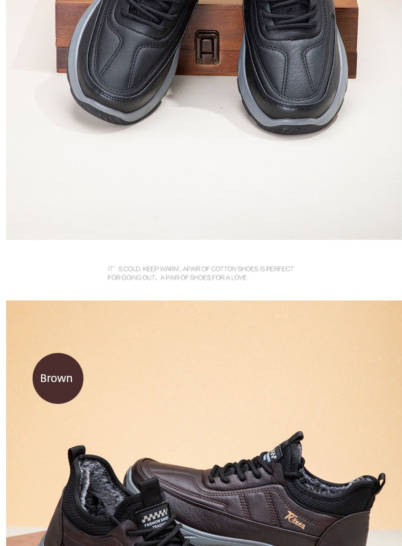 Traditional Beijing Cotton Shoes Men's Winter Fleece-lined Thickened Elderly Non Slip One Pedal Heattech Middle-Aged and Elderly Men Dad Shoes