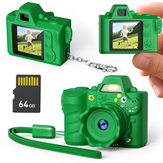 Mini Keychain Camera Fun 4K Pocket Digital Tiny Camera with 64GB Card for Kids Adults Collectible Gift for Birthdays Christmas