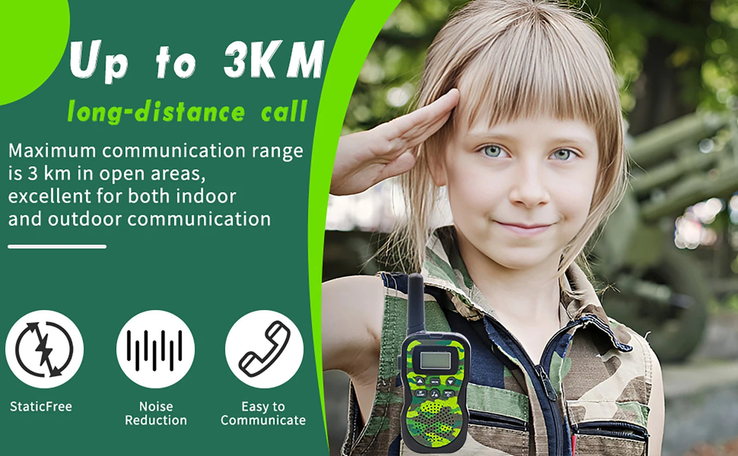 Walkie Talkies for Kids, 22 Channels 2 Way Radio Toy 3 KM Range, Best Christmas Birthday Gifts for 3-12 Year Old Kids to Outside