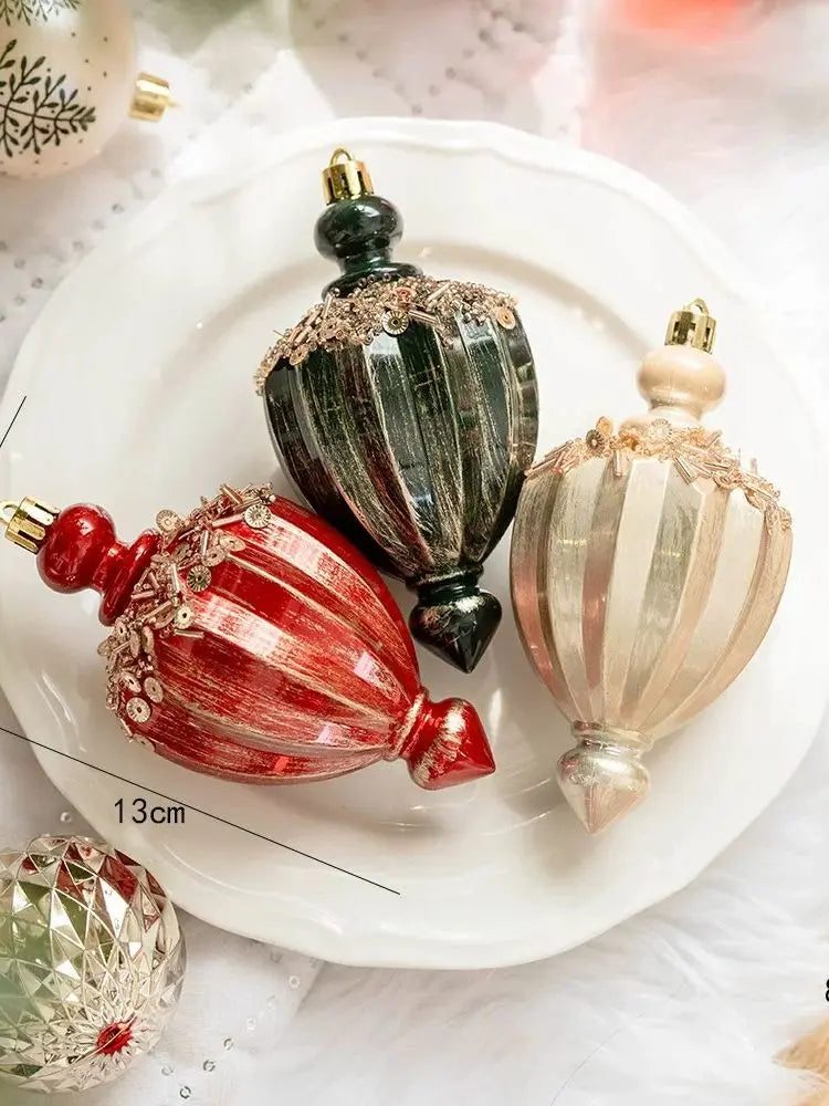 6/16/20pcs Romantic Christmas Painted Ball Set Reusable Elegant Heart Shaped Hanging Balls Shatterproof Christmas Tree Ornaments