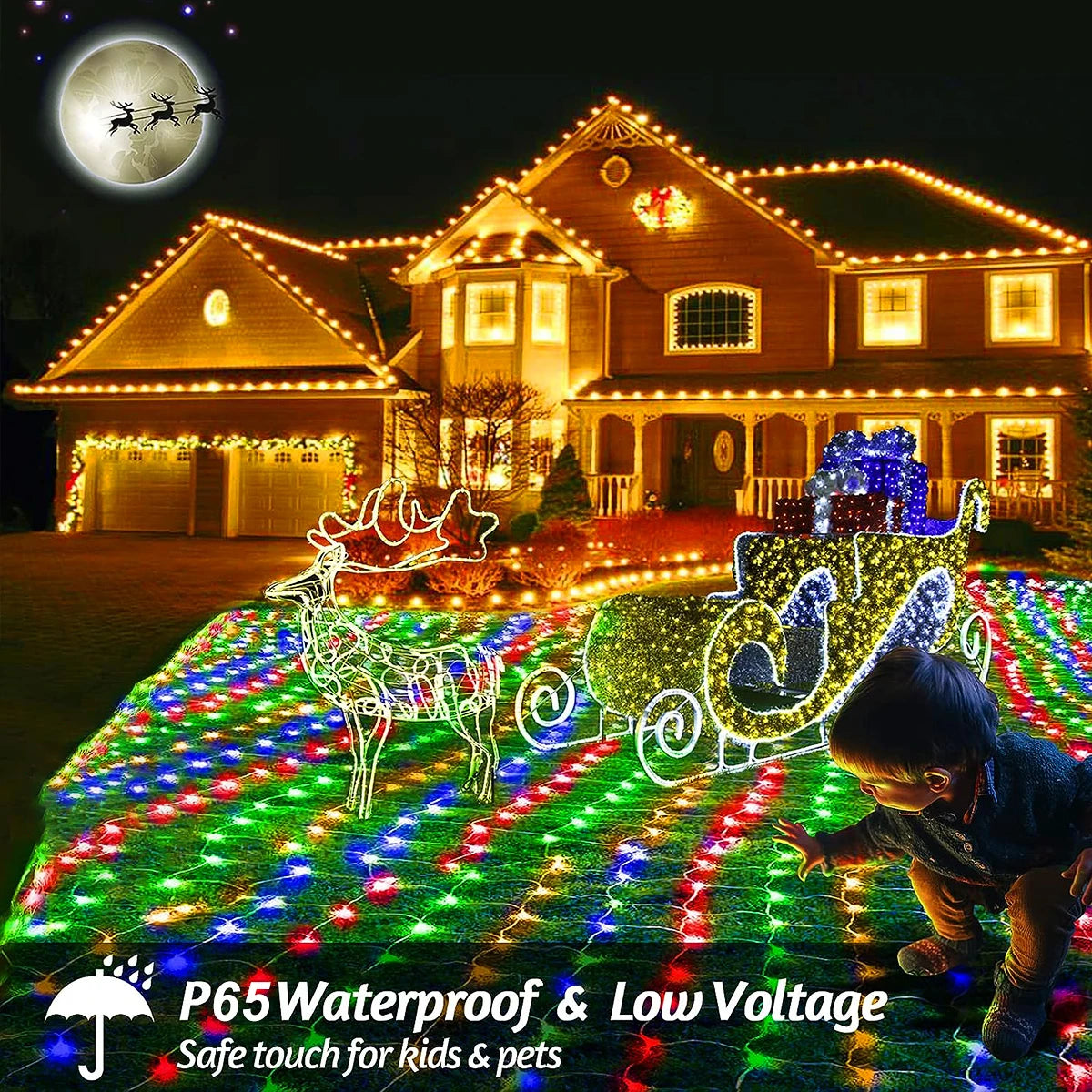 100/200LED Solar Powered LED Fairy Net Light Waterproof Fishing Mesh Lamp With 8 Lighting Modes for Outdoor Lawn Christmas Light