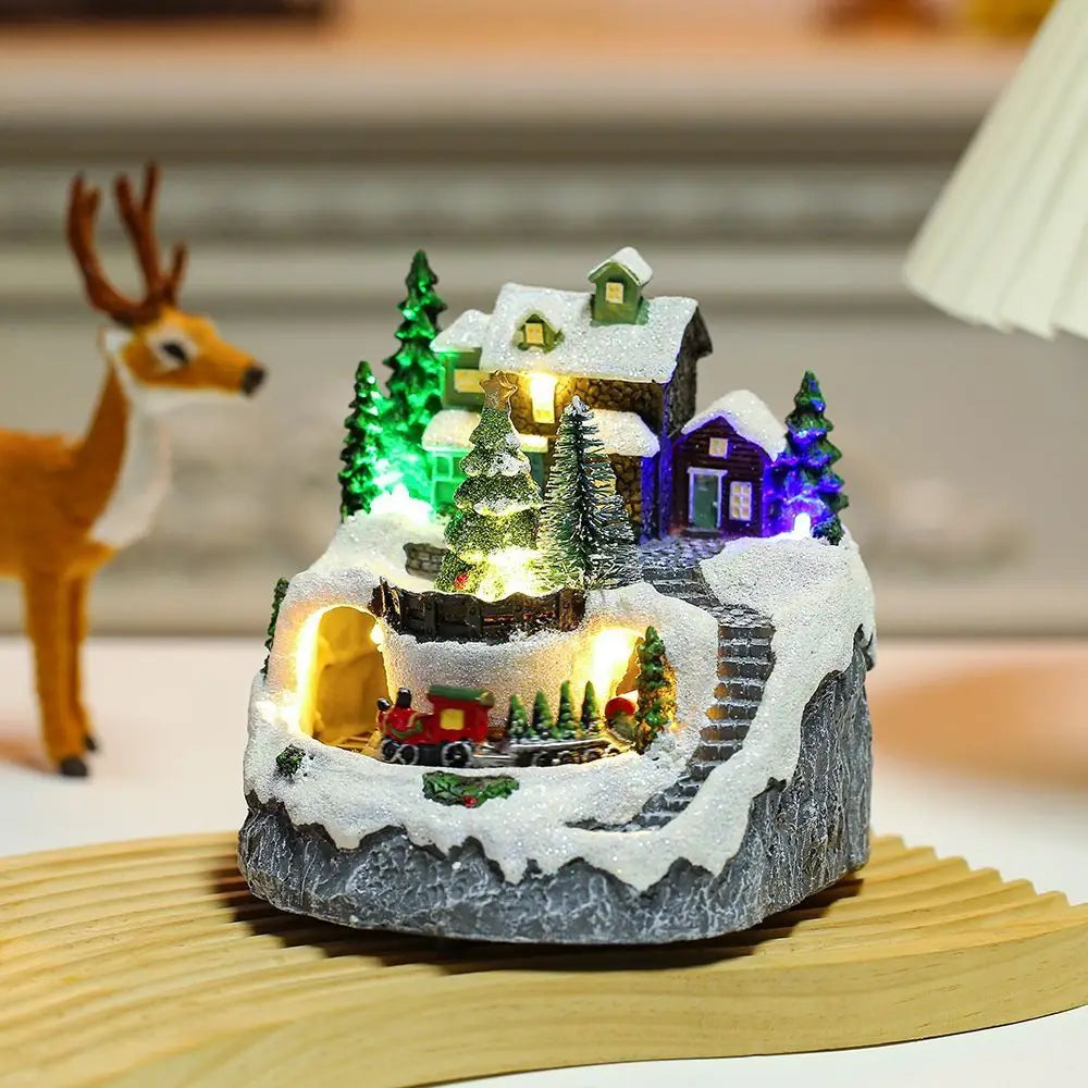 Resin Christmas Luminous Music Box Vivid Exquisite Snow House Music Box Easy to Use Christmas Luminous House Home Decor