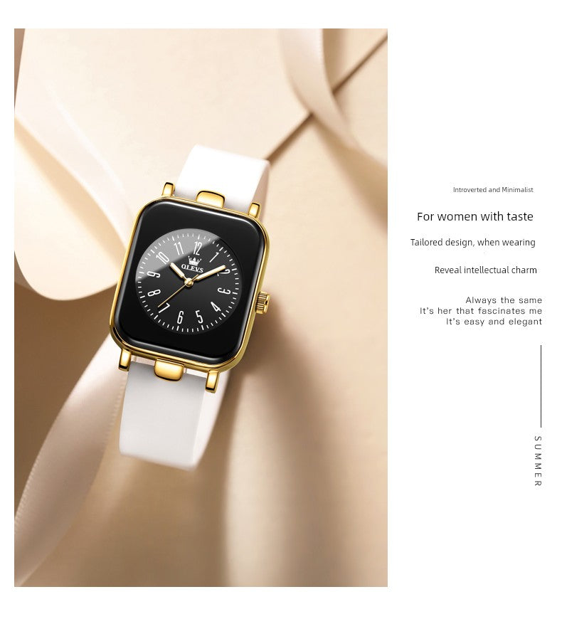 Switzerland 2025 New Arrival Digital Watch Women's Waterproof Luminous Genuine Goods Brand Name Niche Style Light Luxury Temperament Small Square Watch