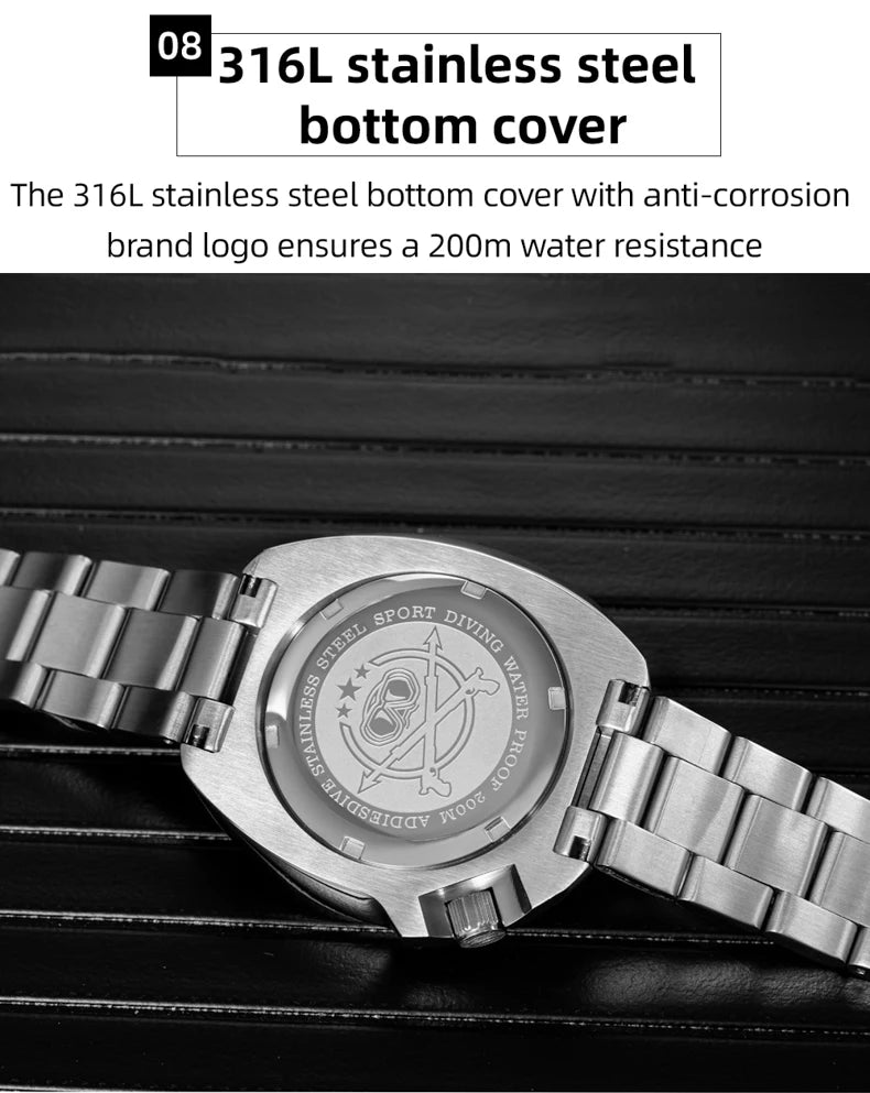ADDIESDIVE NEW Men's Watches Stainless Steel AR Coating Ceramic Bezel Fashion Quartz Watch 200M Waterproof Diving Watch Sapphire
