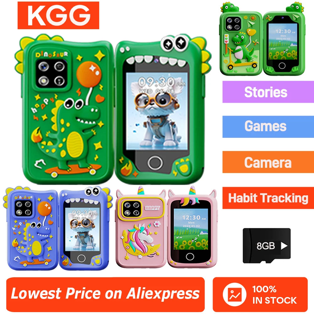 Kids Smart Phone 8GB 2.8'' Stories Music Camera Video Habit Tracking Baby Mobile Mini Toy Phone Educational Learning Tools Gifts
