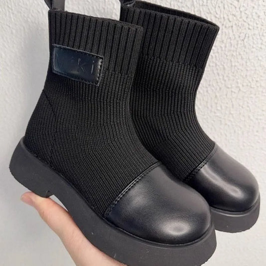 High Quality Girl Boot 2025 Autumn Black High Top Boots Slimming Elastic Socks Shoe Fashiona Princess Shoe Versatile Girl Shoes
