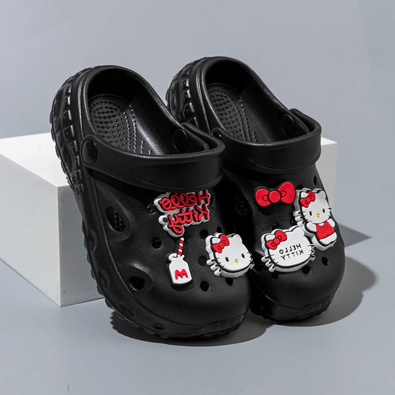 Sanrio Hello Kitty Girl Garden Shoes Sandal Beach Shoes Cartoon Anime Summer Slippers Fashion Nonslip Parentchild Soft Sole Shoe